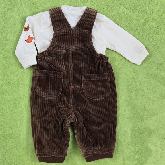 NWOT 3M Boys 2P Brown Corduroy Overalls Le Top -]0 Forest Friends !00% cotton - Picture 4 of 4